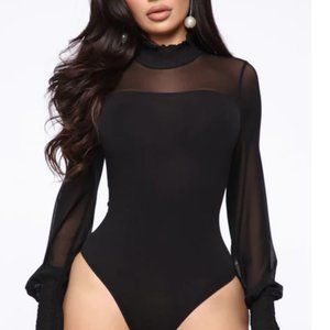 fashion nova - after six mesh bodysuit **NEVER WORN**